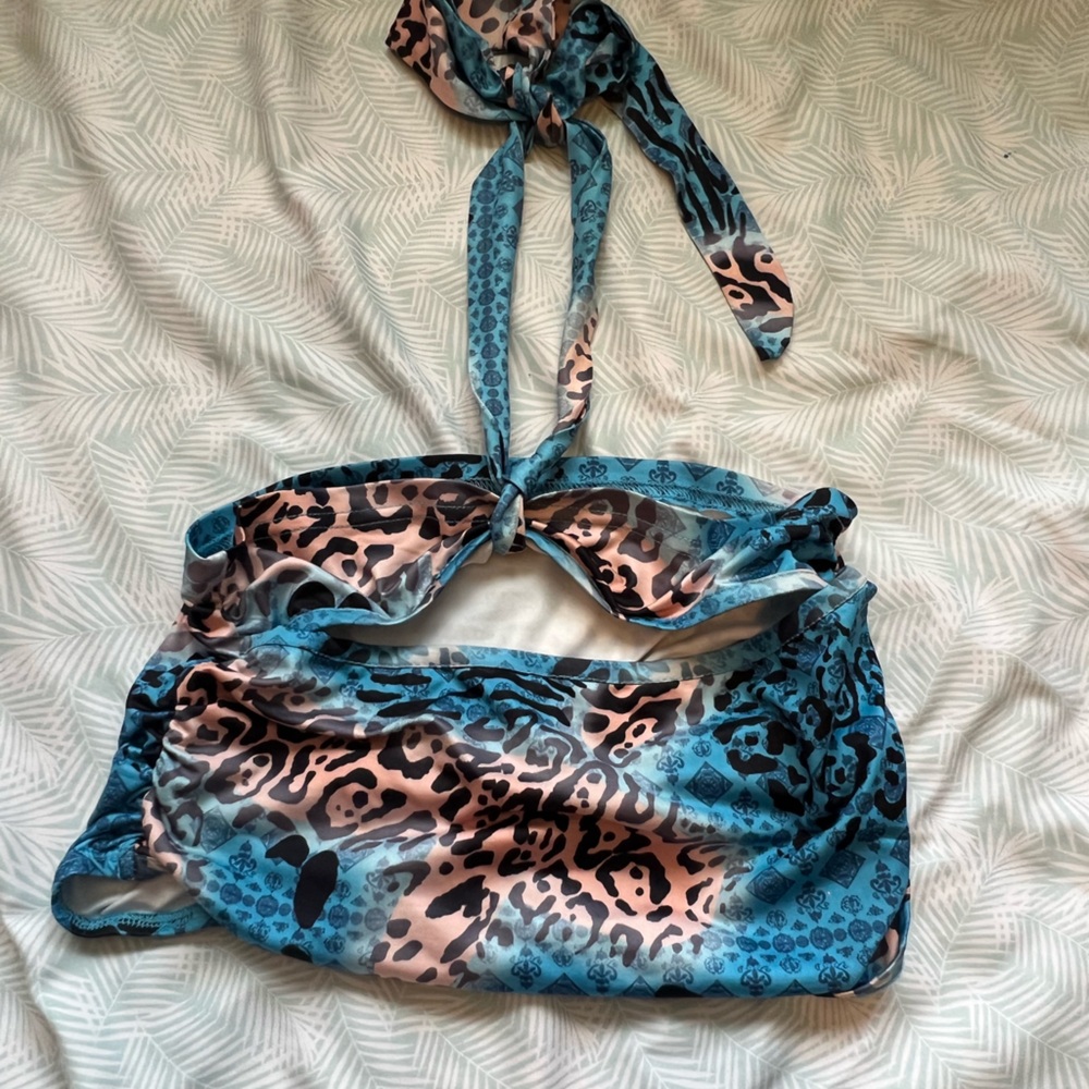 blue and gold cheetah print top